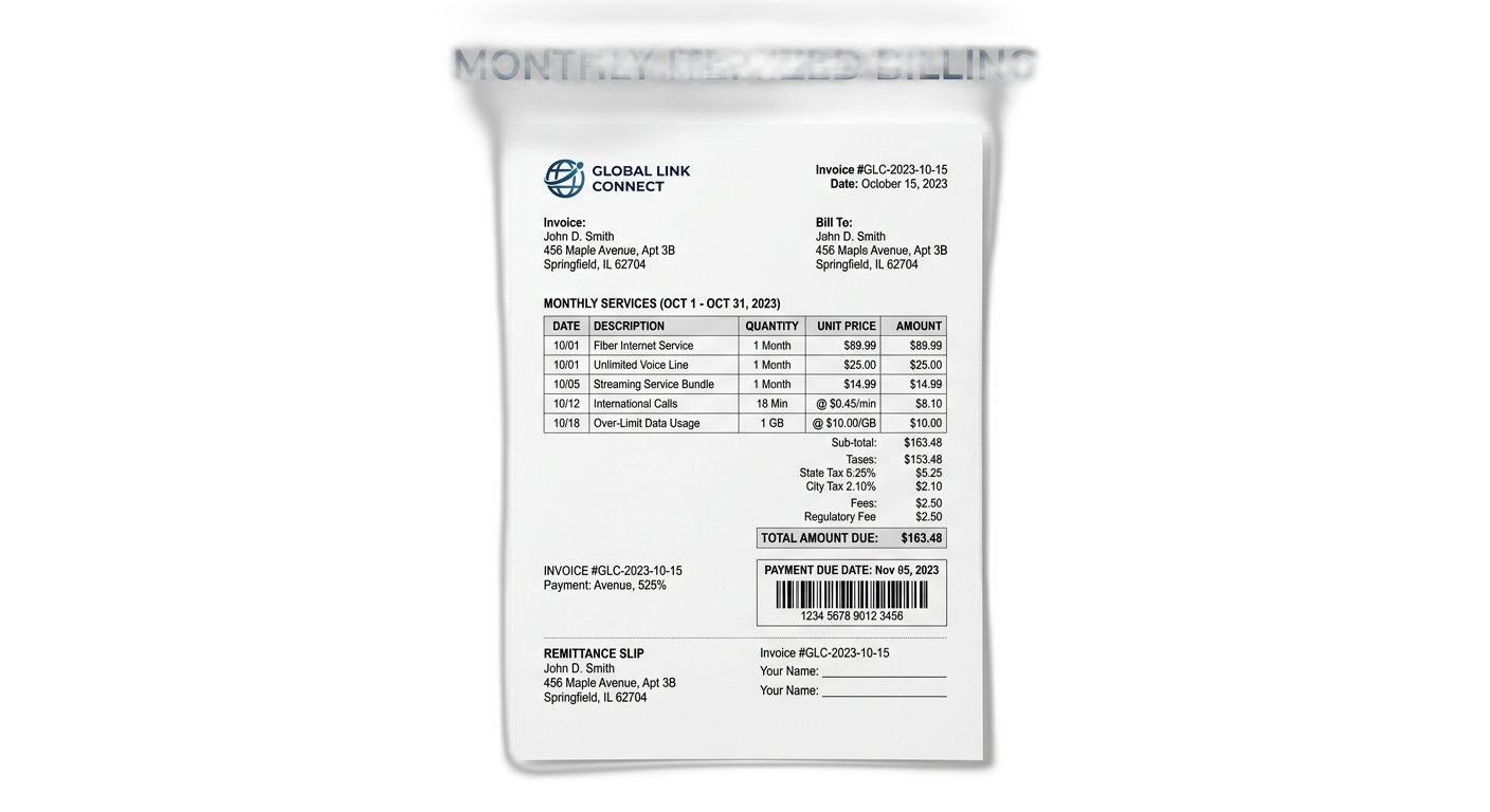 Monthly Itemized Billing
