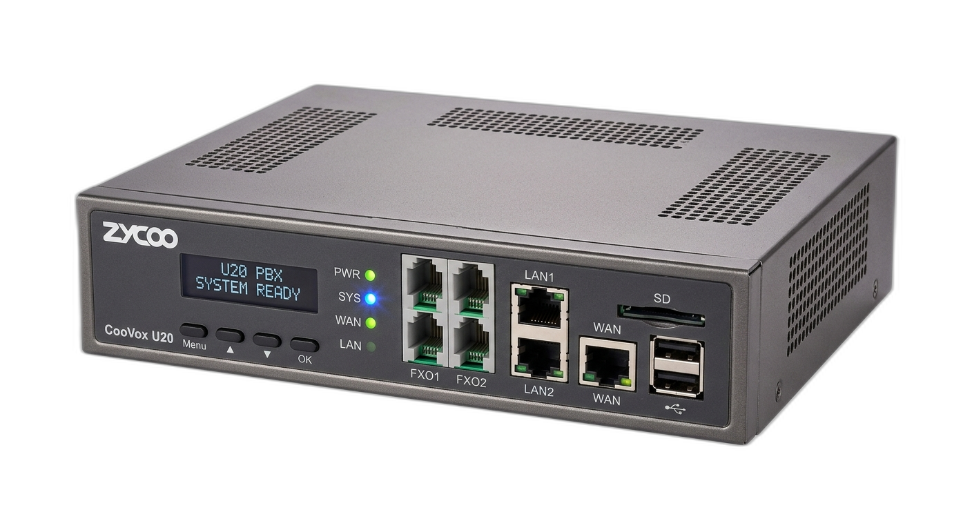 Zycoo CooVox U20 32 Users 15 Calls 2FXO PBX